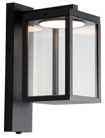 Lampa da parete esterna nera con LED e sensore crepuscolare - Ferdinand