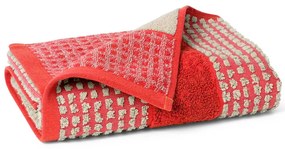 Asciugamano rosso in spugna di cotone biologico 50x100 cm Check - JUNA
