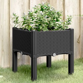 Fioriera Da Giardino Con Gambe Nera 40x40x42 Cm İn Pp /