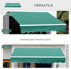 Tenda da Sole Avvolgibile a Parete 4x2.5m in Poliestere Verde Scuro...