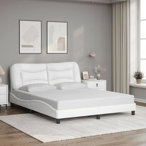 Giroletto Con Testiera Bianco 160x200 Cm İn Similpelle /