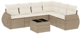 Set divani da giardino 7 pz con cuscini beige in polyrattan