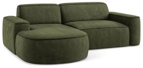 Divano angolare verde (con penisola a sinistra/con chaise lounge) con rivestimento in ciniglia Omao – Makamii