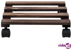 vidaXL Pedane con Ruote per Piante 4 pz in Legno di Cedro 25x25 cm