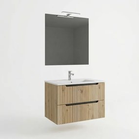 Mobile Bagno Sospeso Comfort 2 Cassetti Cannettato 60 Cm Rovere Oro