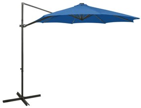 Ombrellone A Sbalzo Con Palo E Luci A Led Azzurro 300 Cm /