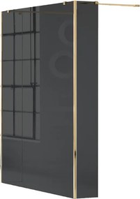 Box doccia walk-in Wens, vetro fumè 6 mm, H 200 cm, profilo dorato