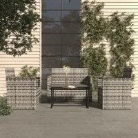 Set Divani da Esterno 4 pz con Cuscini in Polyrattan Grigio cod mxl 35213