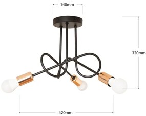 Lampadario a LED da incasso OXFORD 3xE27/15W/230V Nero