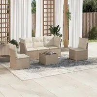 Set Divano da Giardino 6 pz con Cuscini Beige in Polyrattan 3217358