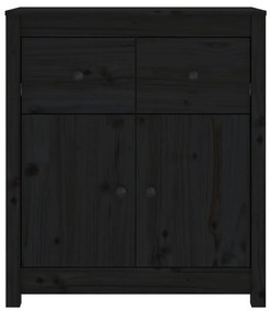 Credenza nera 70x35x80 cm in legno massello di pino