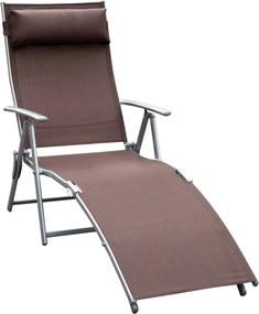 Lettino Prendisole Relax Reclinabile Pieghevole Telaio in Metallo Marrone 137x63.5x100.5 cm...