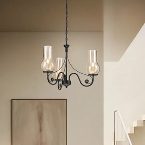 Brilagi - LED Lampadario a sospensione con catena COTTAGE 3xE14/40W/230V nero/marrone