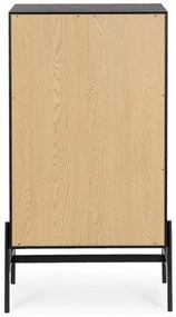 Cassettiera ALLYCIA in legno di frassino nero e naturale, 64x40x115,5 cm