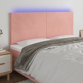 Testiera A Led Rosa 160x5x118/128 Cm İn Velluto /