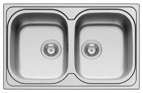 Lavello integrato 2 vasche DELINIA Amaltia inox L 50 x L 79 cm argento