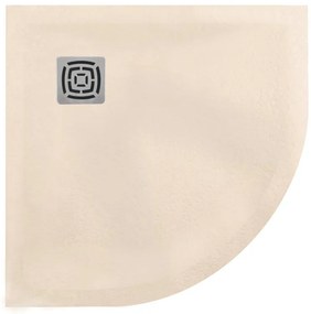 Piatto doccia in resina semicircolare FS25 sabbia L 90 x L 90 x H 3 cm effetto pietra