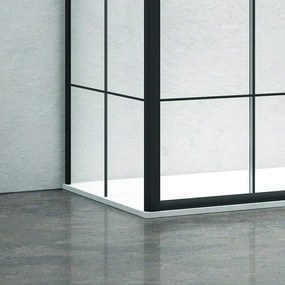 Kamalu - box doccia angolare 180x80 doppio scorrevole telaio nero nico-d6000s