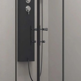 Kamalu - box doccia angolare 220x70 doppio scorrevole colore nero kfn6000s