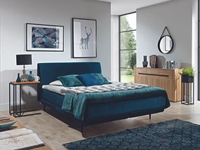 Letto matrimoniale boxspring Australia - 180 x 200 cm , Tessuto vellutato blu