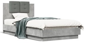 Giroletto Con Testiera E Led Grigio Cemento 90x190 Cm /