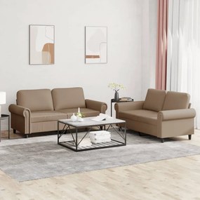 Set Di Divani 2 Pz Con Cuscini Cappuccino İn Similpelle /
