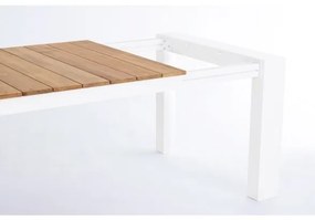 Tavolo Da Esterno In Alluminio Piano In Teak Allungabile 100x228/294 Cm Cameron Bianco Bizzotto