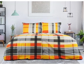 Set copripiumino e federa arancione in crêpe per letto singolo 140x200 cm Orabge Kube – B.E.S.