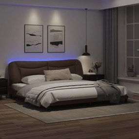 Giroletto con luci led marrone 200x200 cm in similpelle