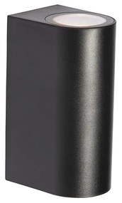 Lampada da parete esterna moderna ovale in plastica nera 2 luci - Baleno