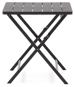 Kave Home - Tavolo da esterno pieghevole Torreta in alluminio con finitura grigio scuro 70 x 70 cm