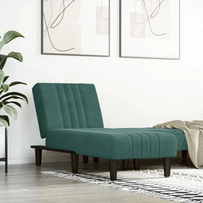 Chaise Longue İn Velluto Verde Scuro /