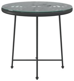Tavolo da Pranzo Nero Ø80 cm Vetro Temperato e Acciaio