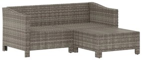 Set divani da giardino 3 pz con cuscini in polyrattan grigio