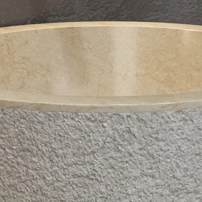 Lavabo da appoggio rotondo in marmo crema 40cm | Litos-TC40 - KAMALU