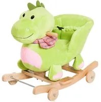 Cavallo a Dondolo per Bambini in Legno e Peluche Drago Verde