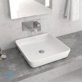 Lavabo D'Appoggio Da 47x47 Cm Finitura Bianco Lucido