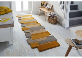 Tappeto in lana giallo/beige 60x230 cm Collage - Flair Rugs