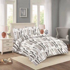 Biancheria da letto matrimoniale in cotone esteso bianco e grigio 200x220 cm Nora - Cotton House