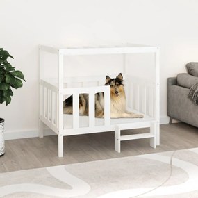 Cuccia Per Cani Bianca 105,5x83,5x100 Cm Legno Massello Di Pino /