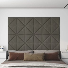 Pannelli Murali 12 Pz Grigio Scuro 30x30 Cm İn Velluto 0,54 M² /