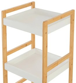 Scaffale per bagno in legno bamboo bianco 4 mensole Tahiti