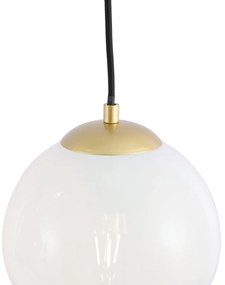 Lampada a sospensione Hotel Chic ottone con vetro bianco rotondo 7 luci - Misty