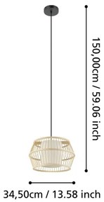 Eglo 390233 - Lampadario a sospensione con filo MONTERROSO 1xE27/40W/230V bambù