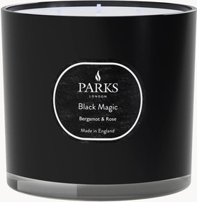Candela profumata fatta a mano a tre stoppini Black Magic (bergamotto, rosa e patchouli)