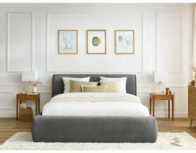 Letto matrimoniale imbottito grigio con contenitore con griglia 180x200 cm Vernon - Bobochic Paris