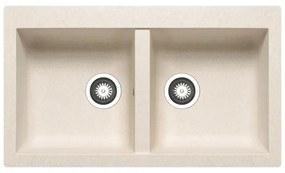 Lavello integrato 2 vasche DELINIA Scirocco resina L 50 x L 86 cm avena