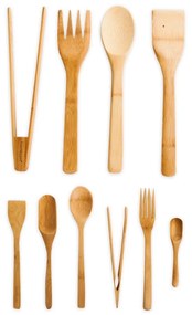 Set di 10 utensili da cucina in bambù Violi - Bambum