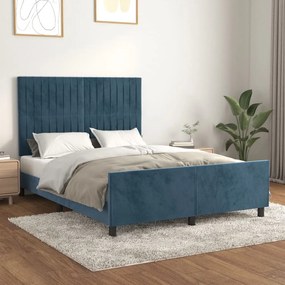 Giroletto Senza Materasso Blu Scuro 140x190 Cm İn Velluto /