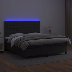 Giroletto a molle con materasso e led nero 180x200cm similpelle